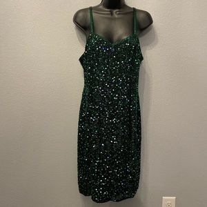 Elegant Green Sequin Mini Dress